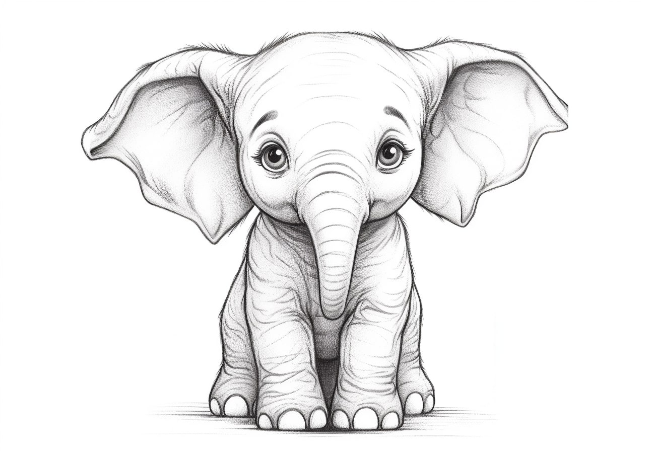 Elephant Coloring Pages, Small cute Elephant