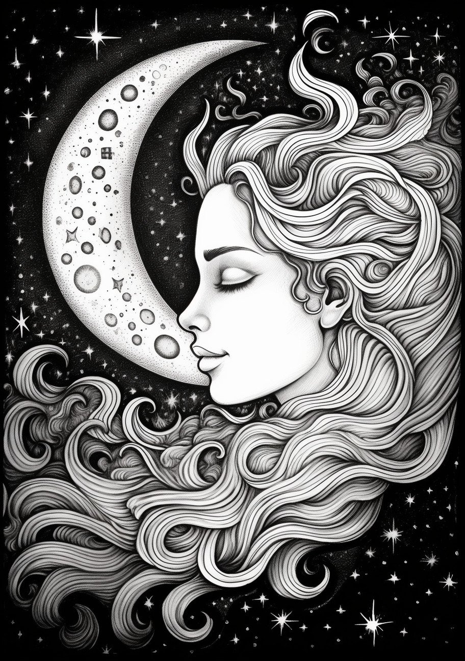 Moon Coloring Pages, Art: lunar queen