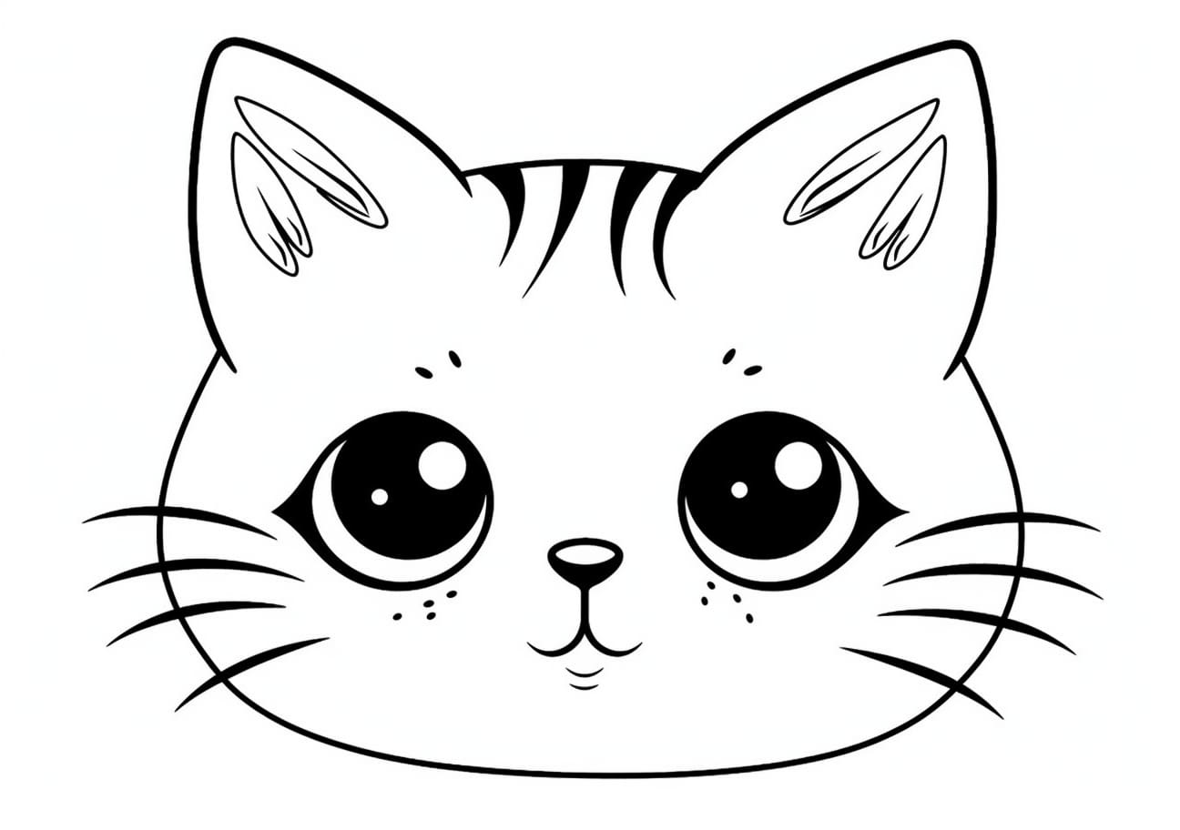 Cute cat Coloring Pages, にゃんにゃん顔