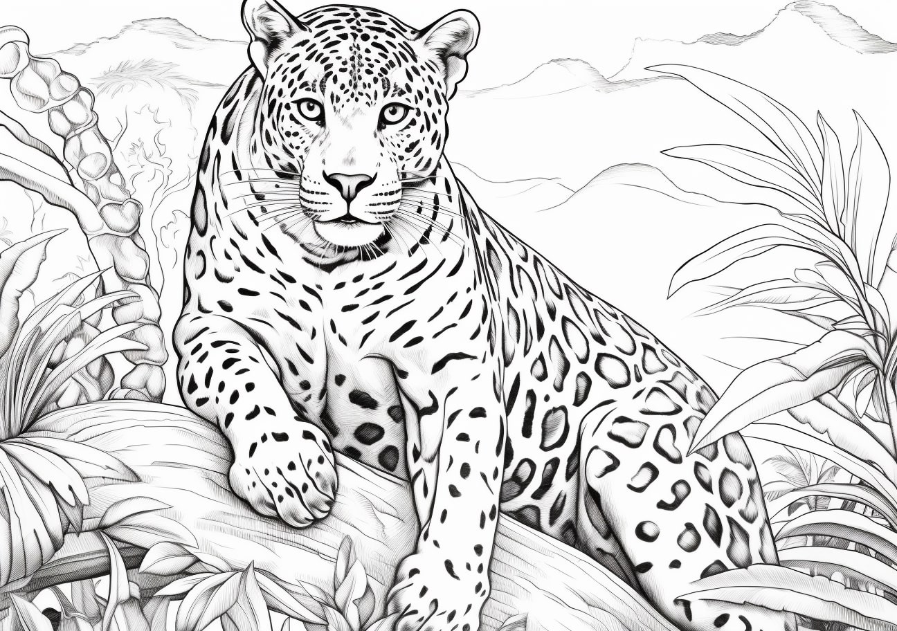 Leopards Coloring Pages, Cute big Leopard, cute image