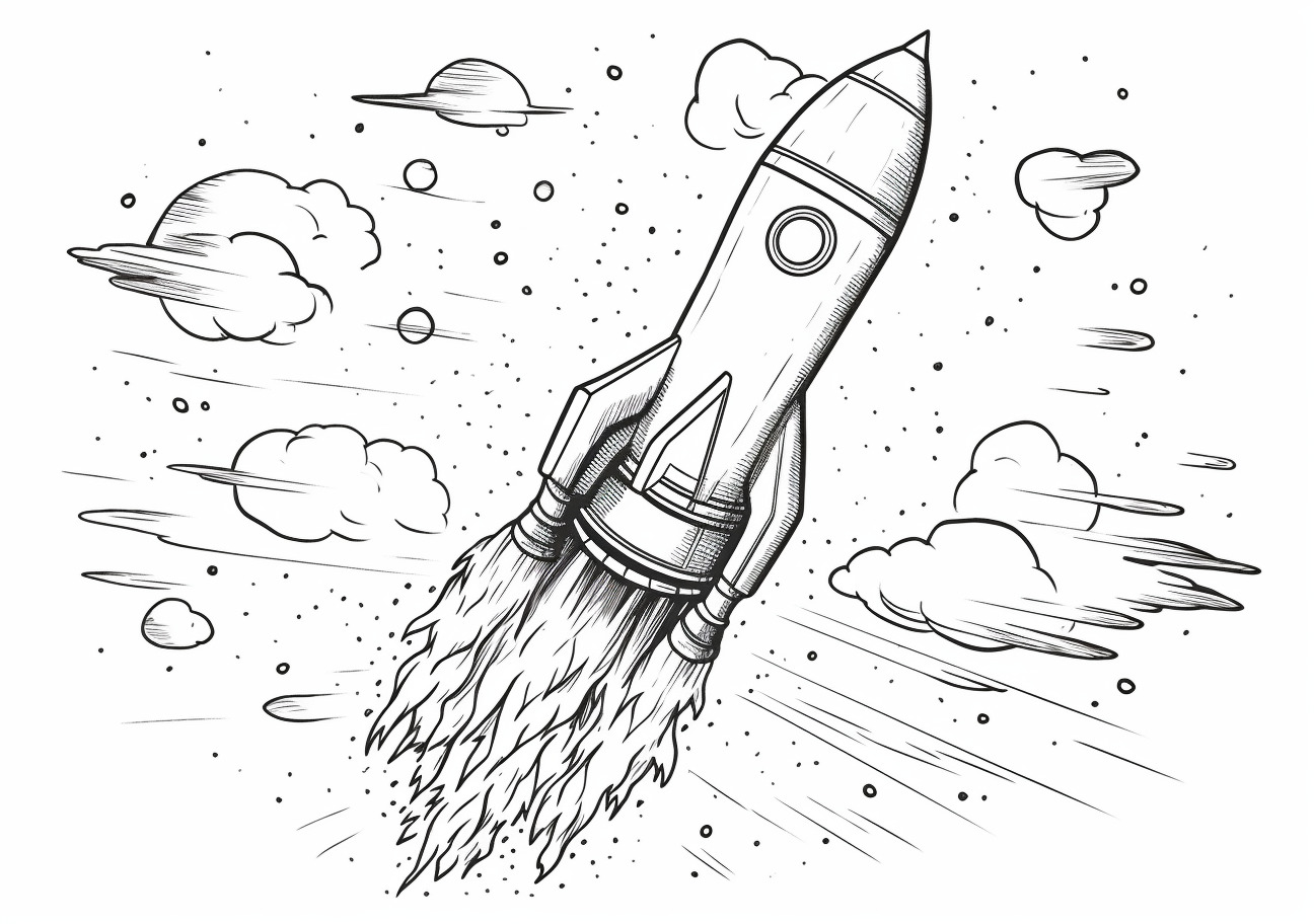 Rockets Coloring Pages, Rocket run to up