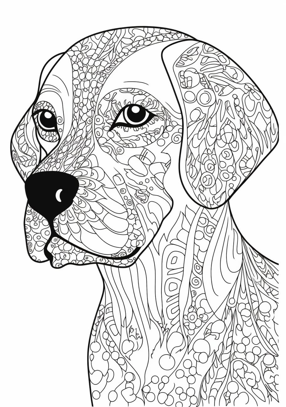 Dog Coloring Pages, Zentangle dog face