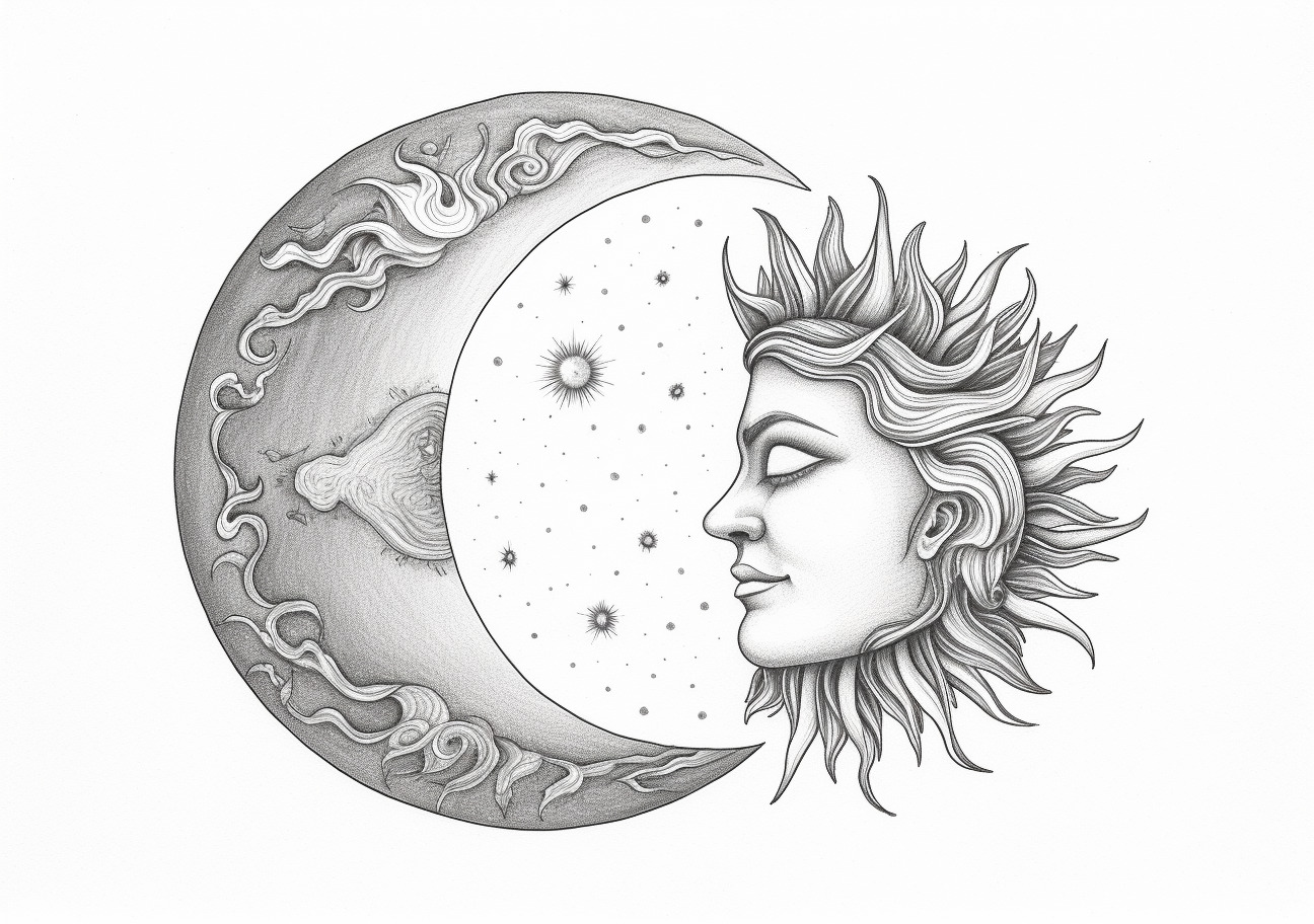 Moon Coloring Pages, Art: sun vs moon
