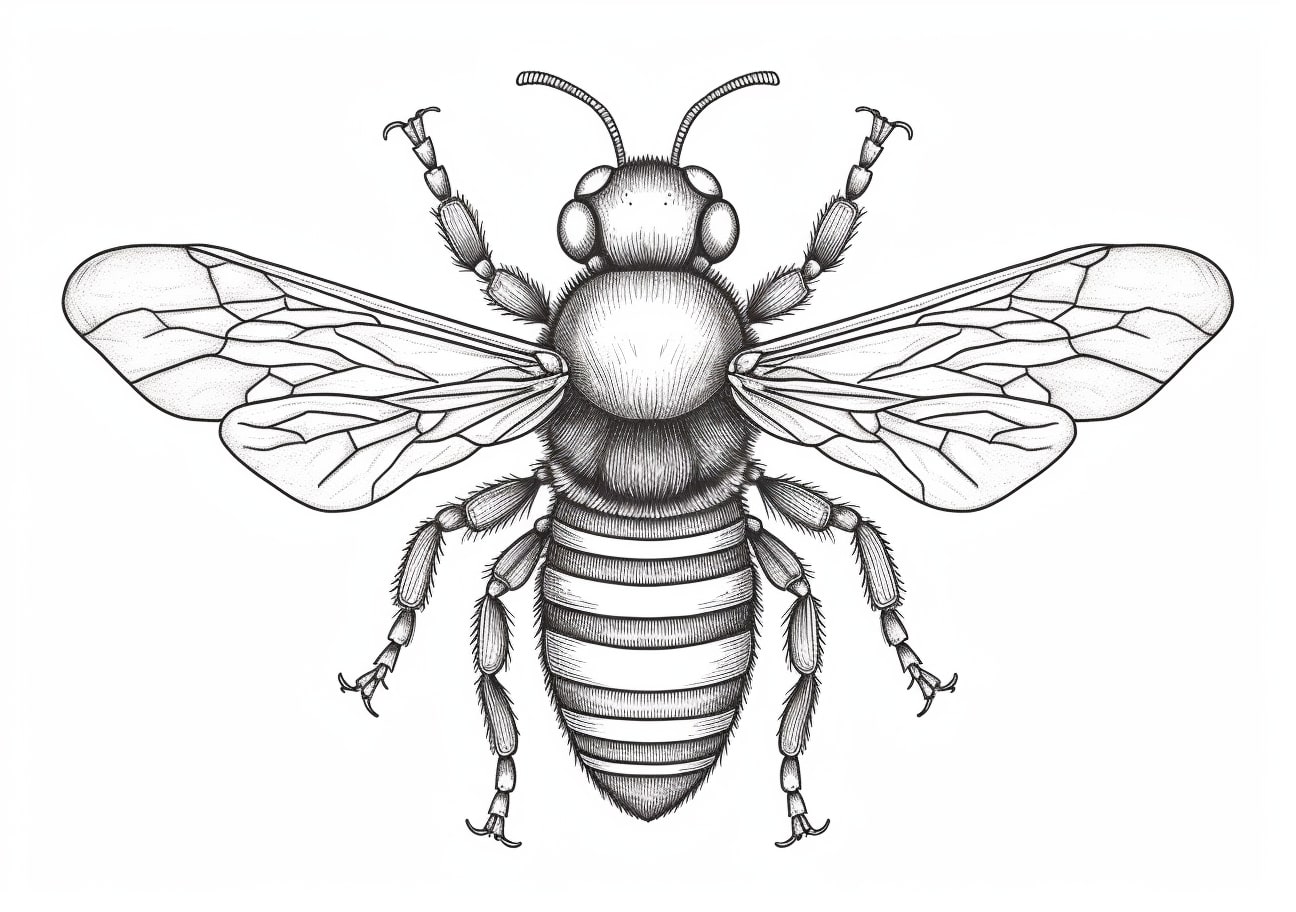 Bees Coloring Pages, Realistic bee