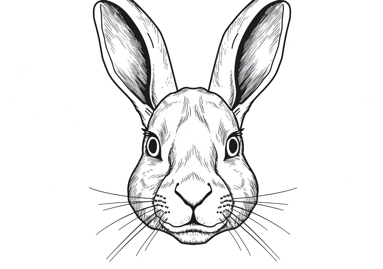 Rabbit Coloring Pages, うさぎのリアルな顔