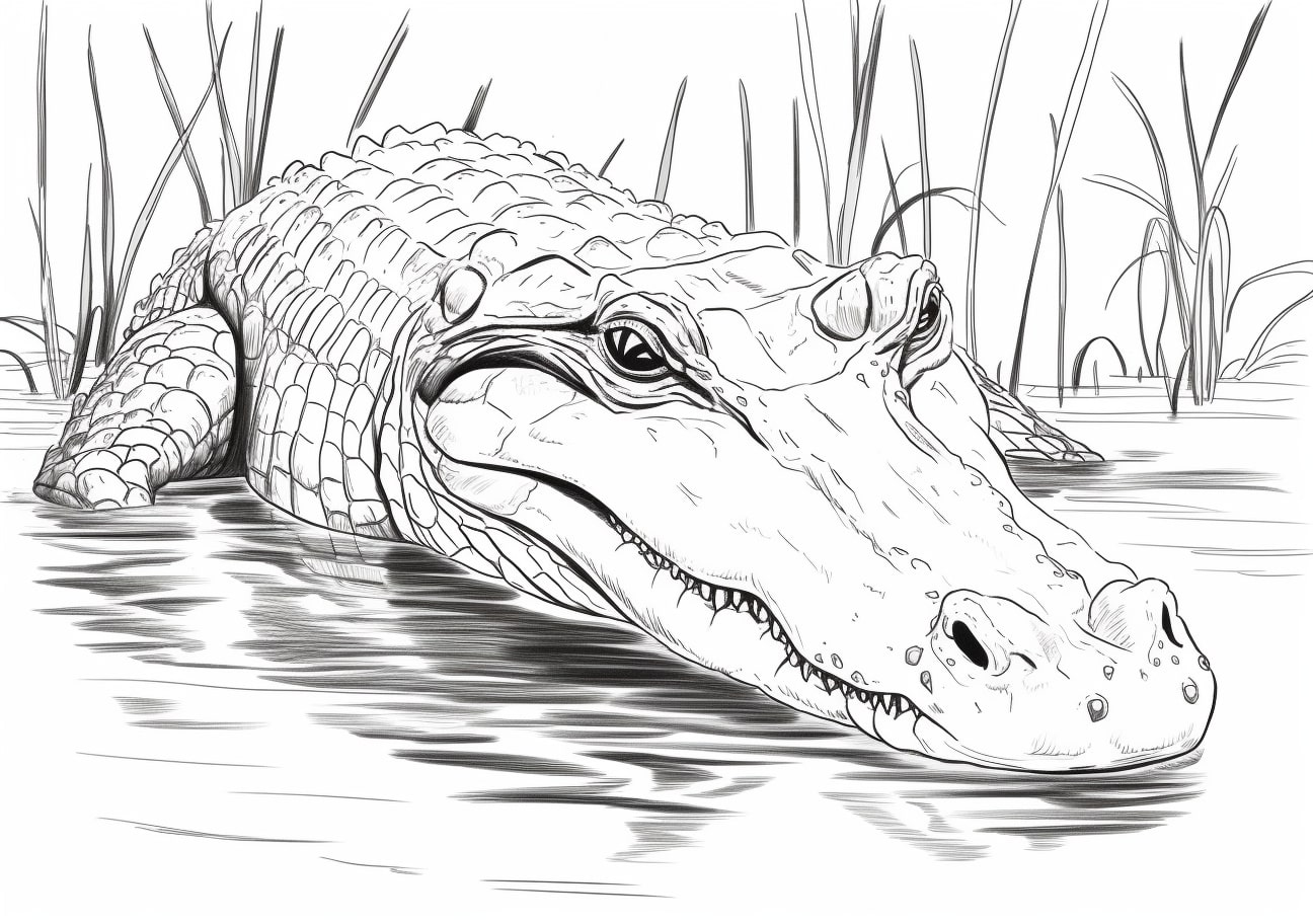 Alligators Coloring Pages, Alligator dans l'eau