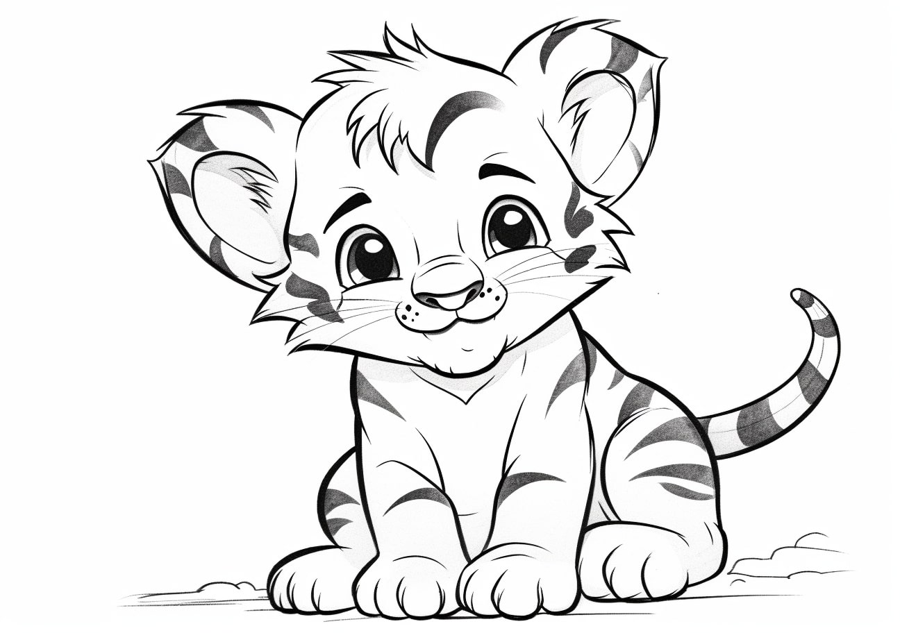 Tiger Coloring Pages, Cute baby Tiger