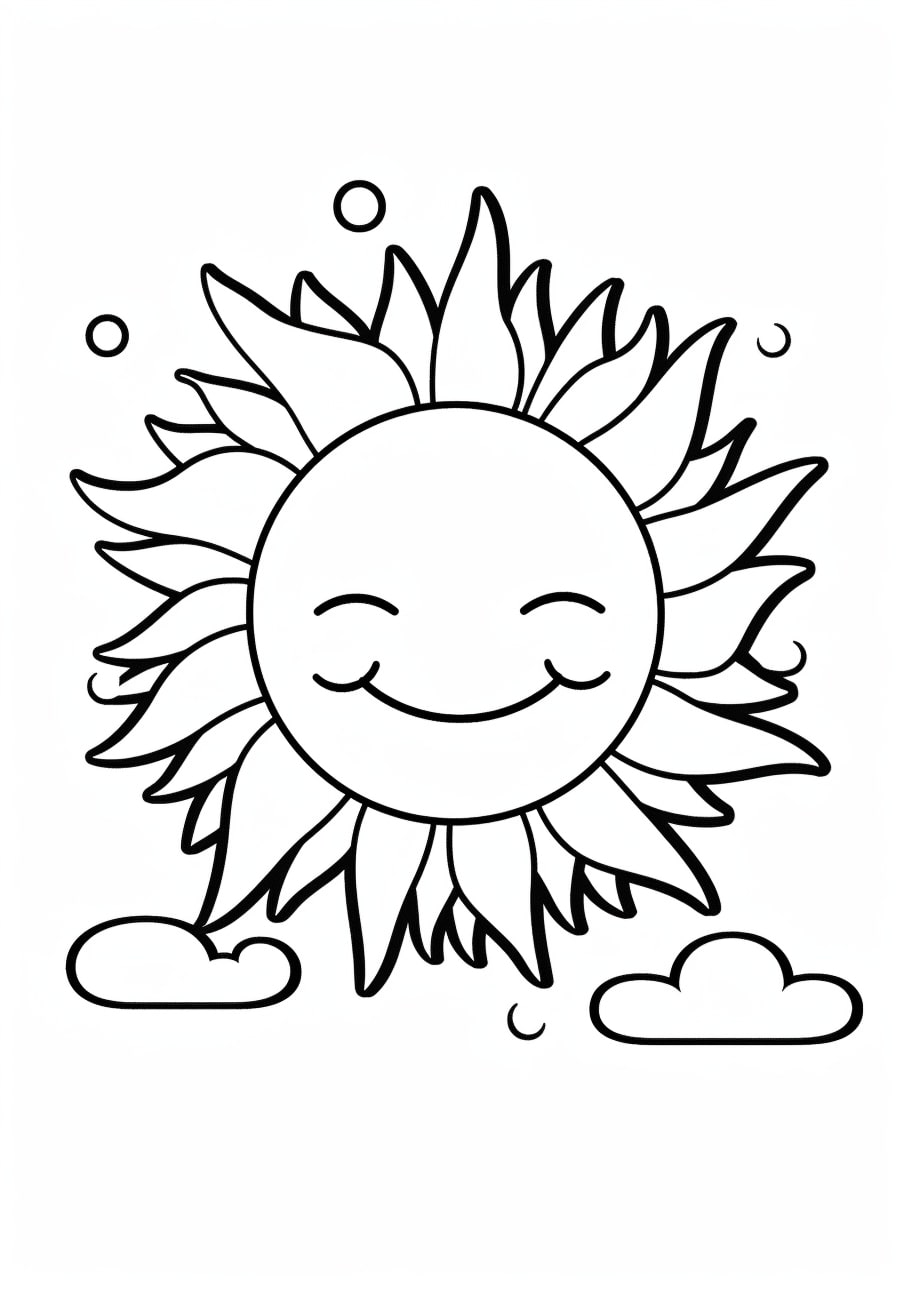 Sun Coloring Pages, Funny sun in sky