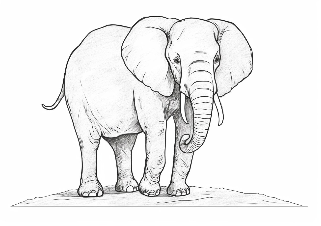 Elephant Coloring Pages, Simple adult Elephant