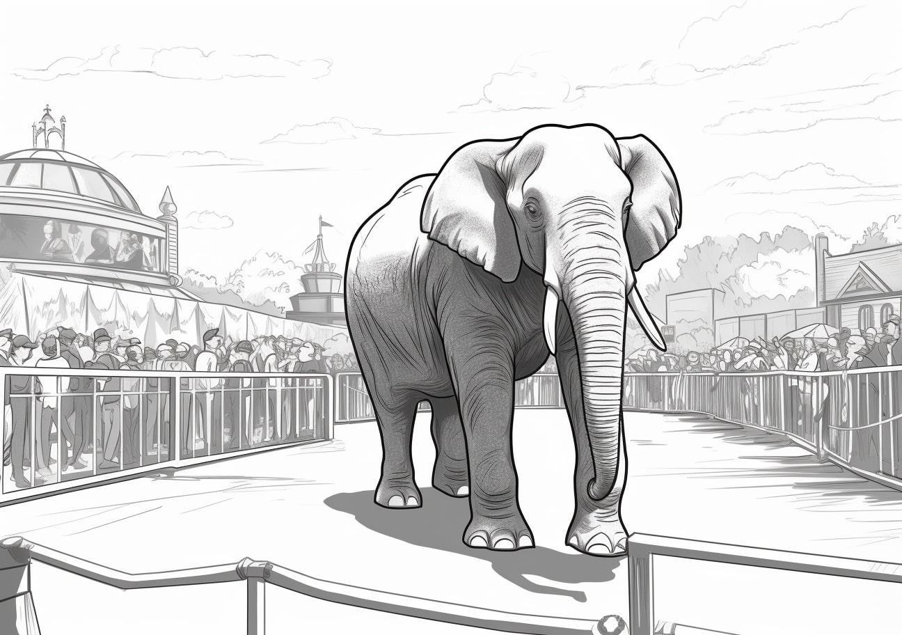 Elephant Coloring Pages, Elephant in zoo