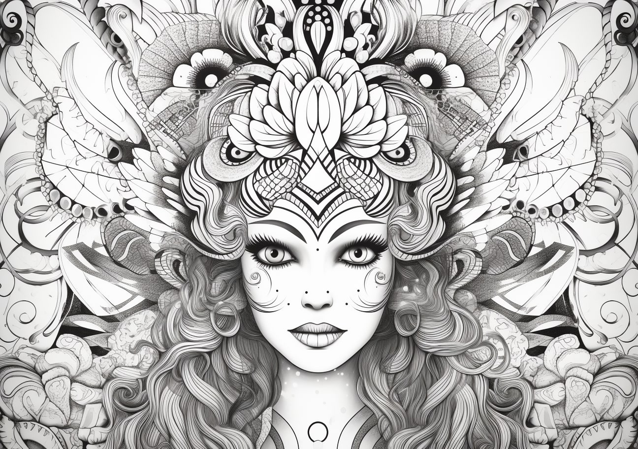 Circus & Carnival Coloring Pages, Carnival girl, art zentagle