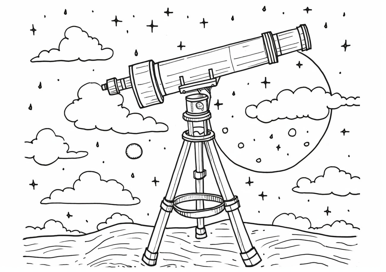 Space Coloring Pages, 望遠鏡の簡易モデル