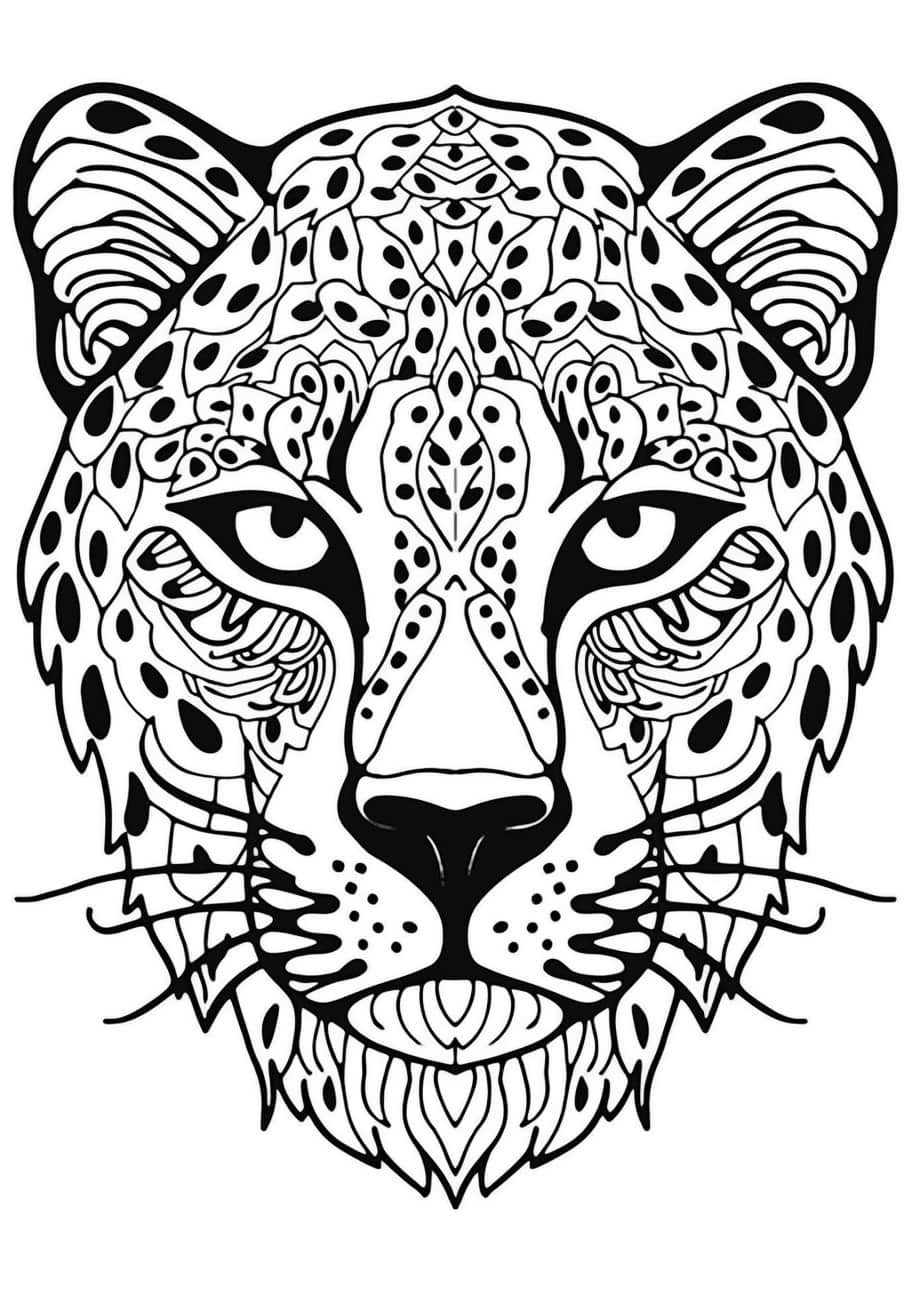 Cheetah Coloring Pages, Cheetah face mandala