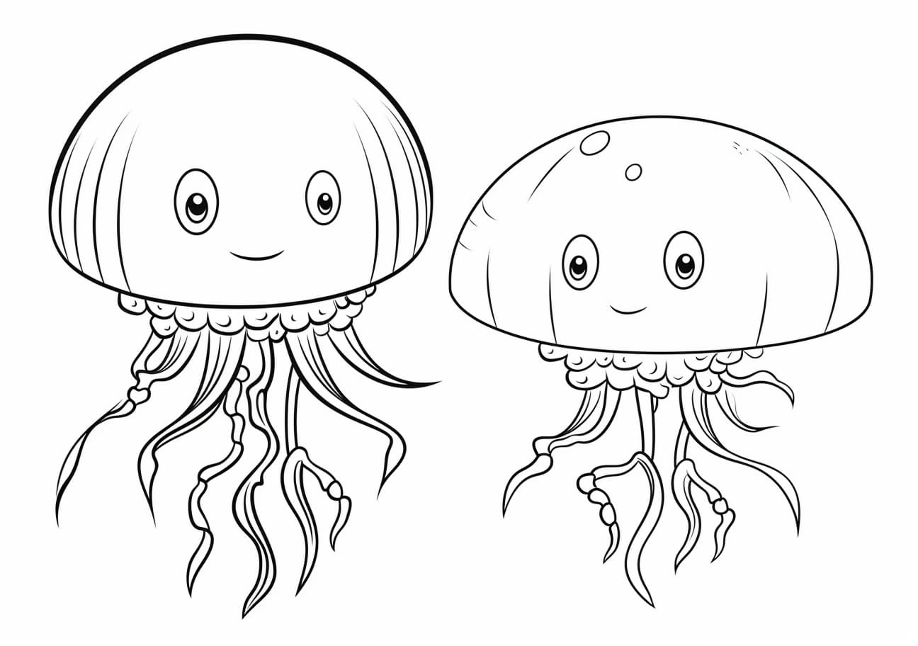 Jellyfish Coloring Pages, cartoon jellyfish