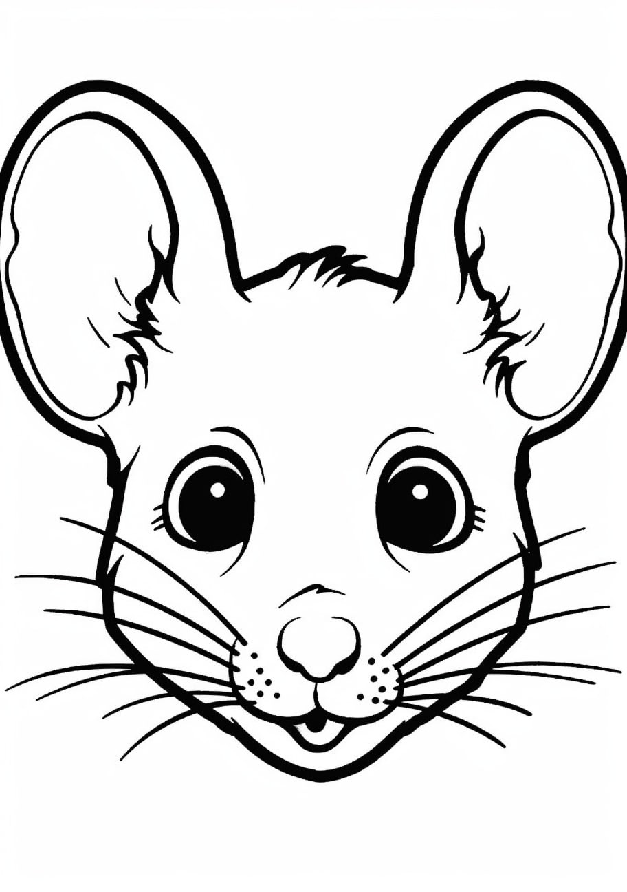 Mice Coloring Pages, Intérêt du visage de la souris