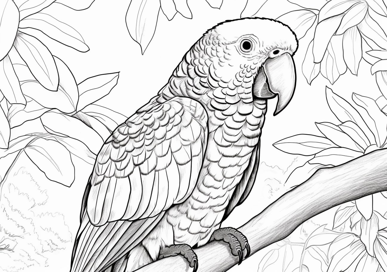 Parrot Coloring Pages, Realistic Parrot