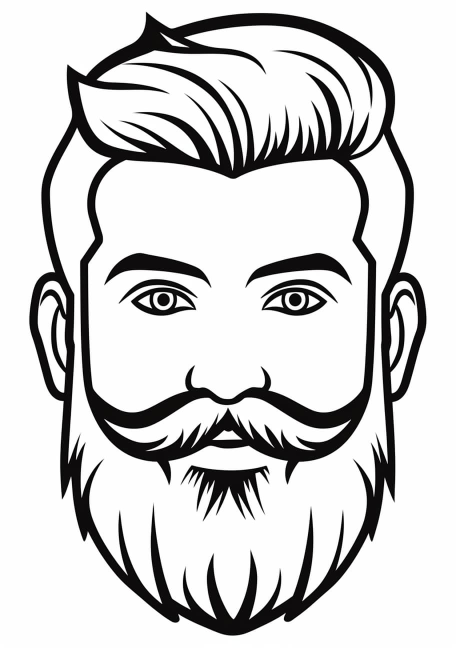 People Coloring Pages, visage d'homme avec barbe