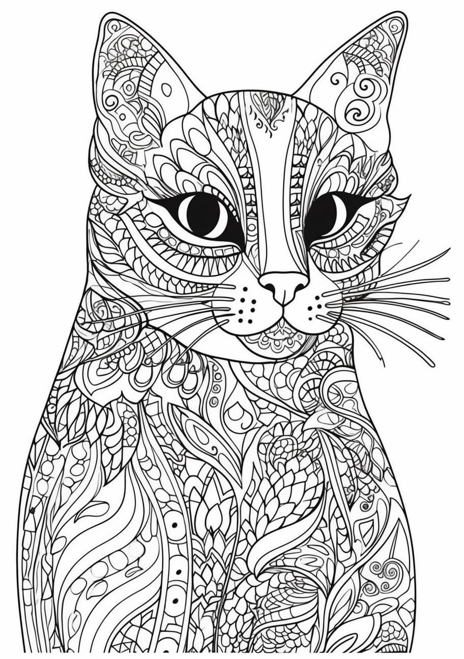 Cat Coloring Pages, レインボーキャットぬりえ