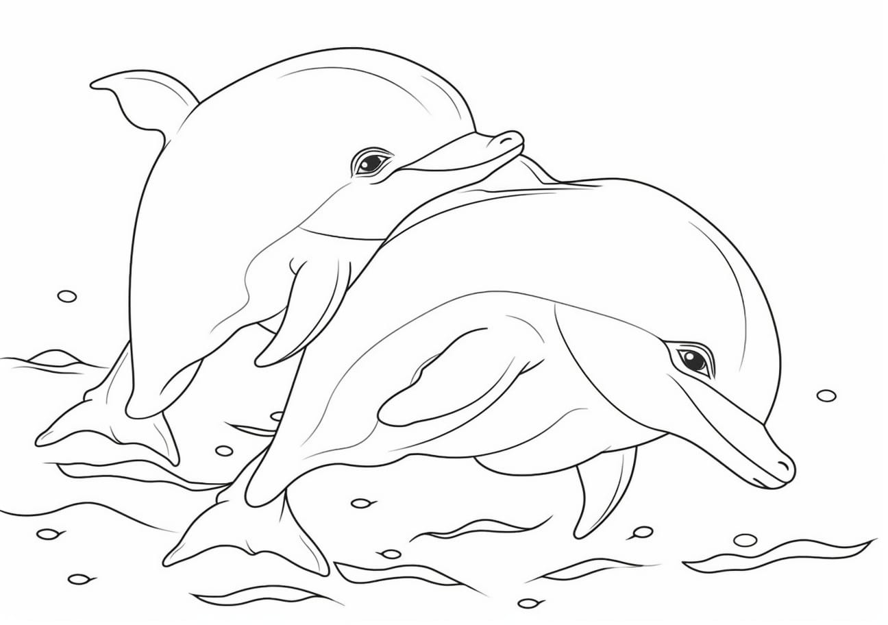 Dolphin Coloring Pages, かわいいイルカの赤ちゃん
