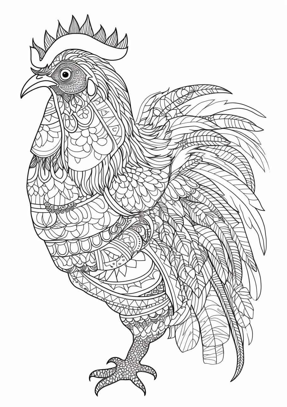 Chicken Coloring Pages, にわとり、ハードぬりえ