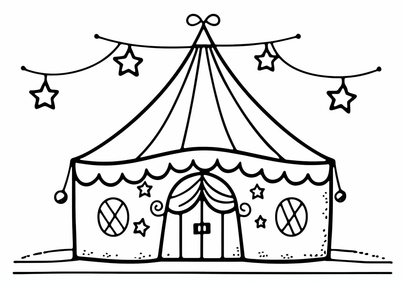 Circus & Carnival Coloring Pages, Circus tent with lighting
