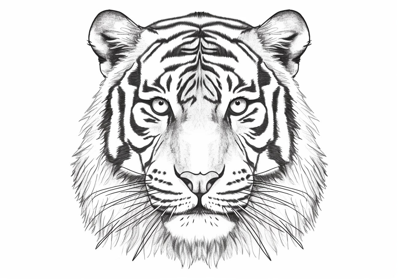 Tiger Coloring Pages, Realistic tiger face