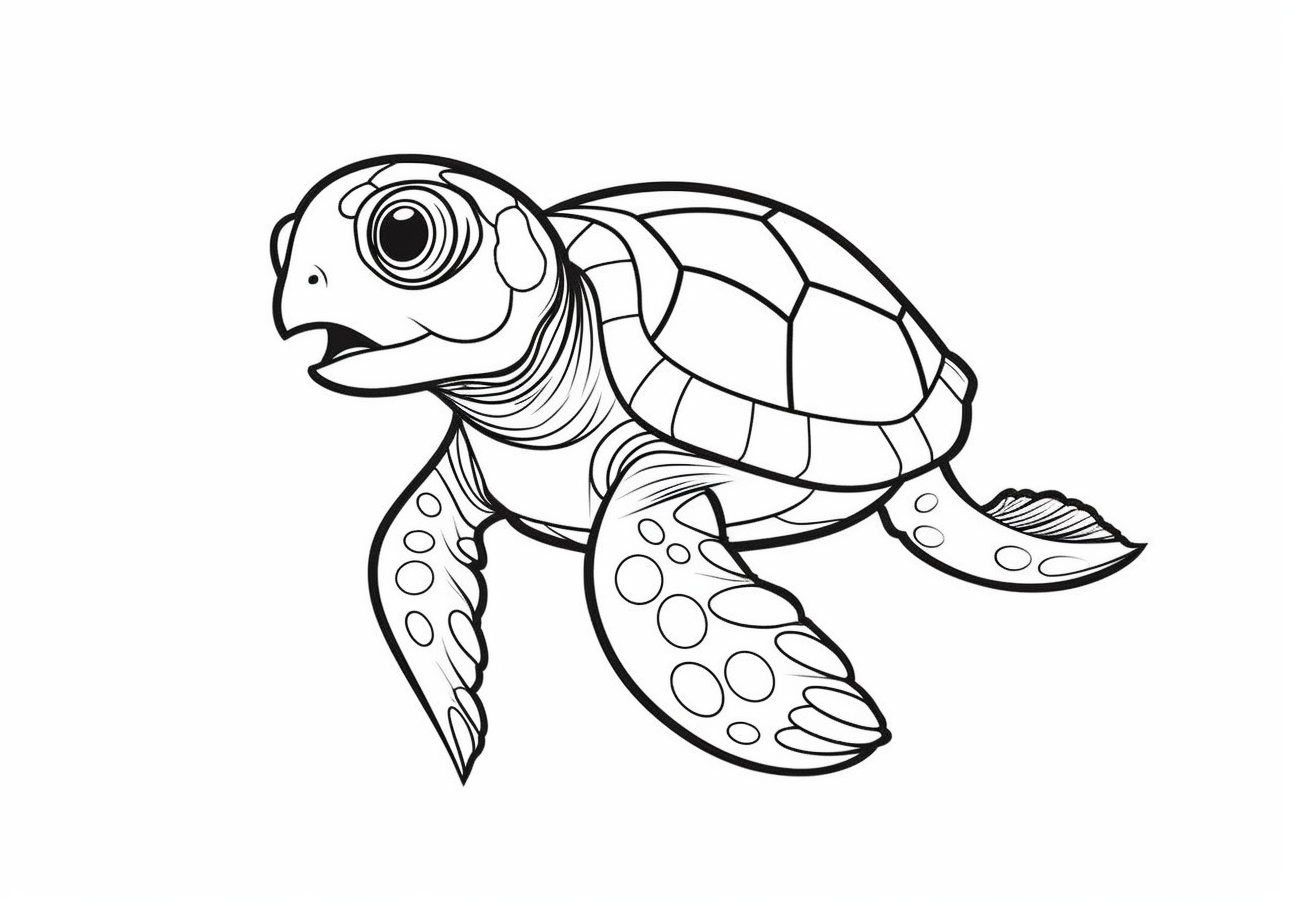 Turtle Coloring Pages, petite tortue nageant