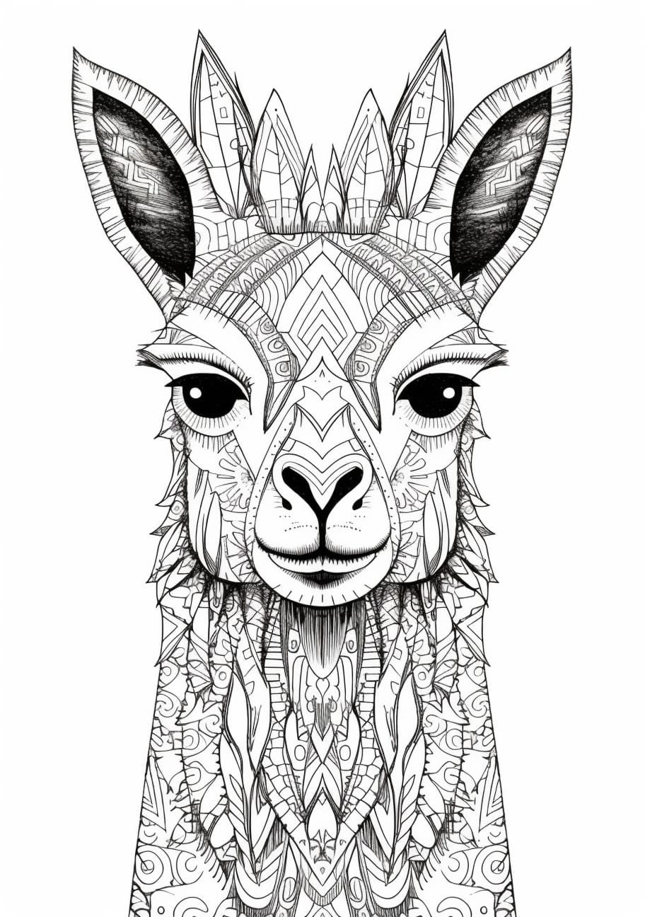 The Llama Coloring Pages, Face llama mandala