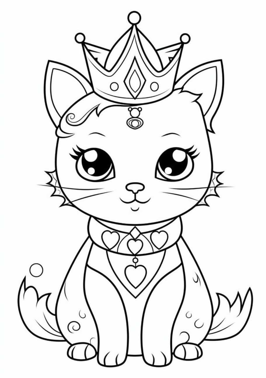 Cat Coloring Pages, Princess cat