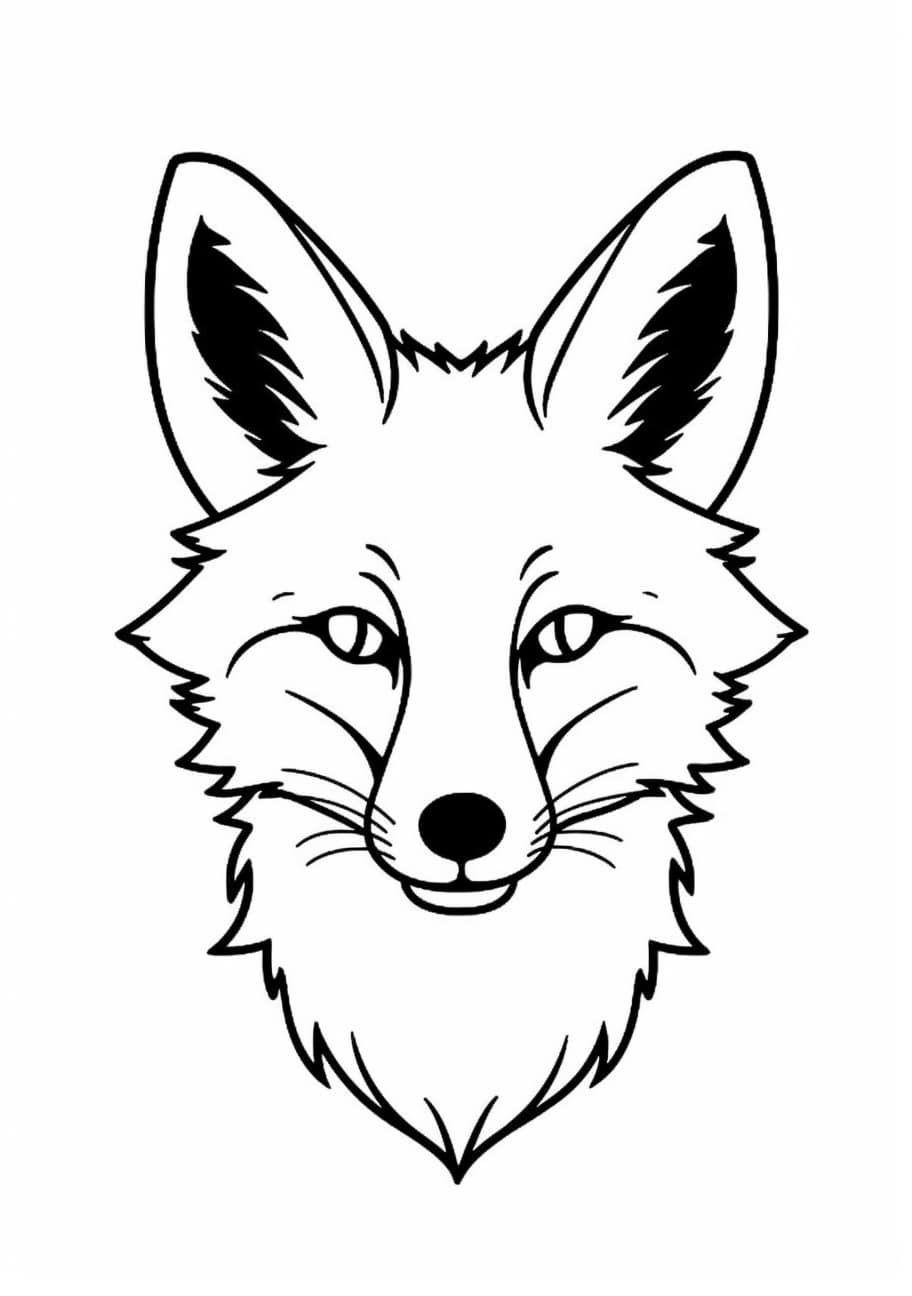 Fox Coloring Pages, Visage réaliste du renard