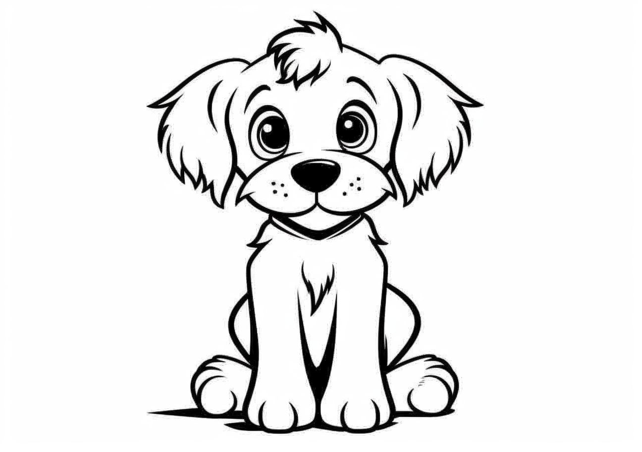 Cute puppy Coloring Pages, 前髪のあるパピー