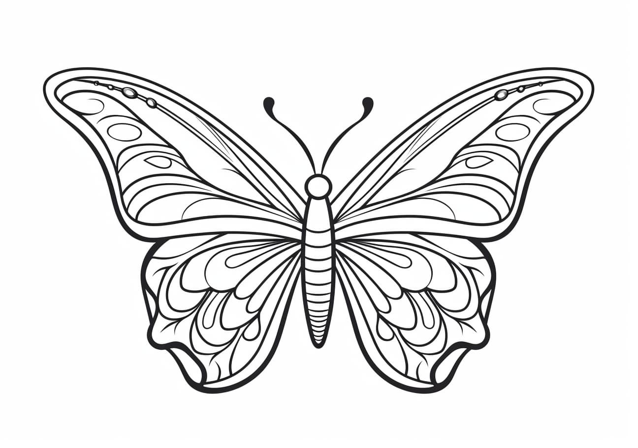 Butterfly Coloring Pages, シンプルなバタフライ