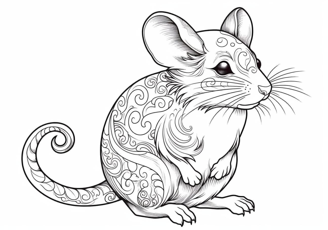 Mice Coloring Pages, Zentagle realistic Mouse