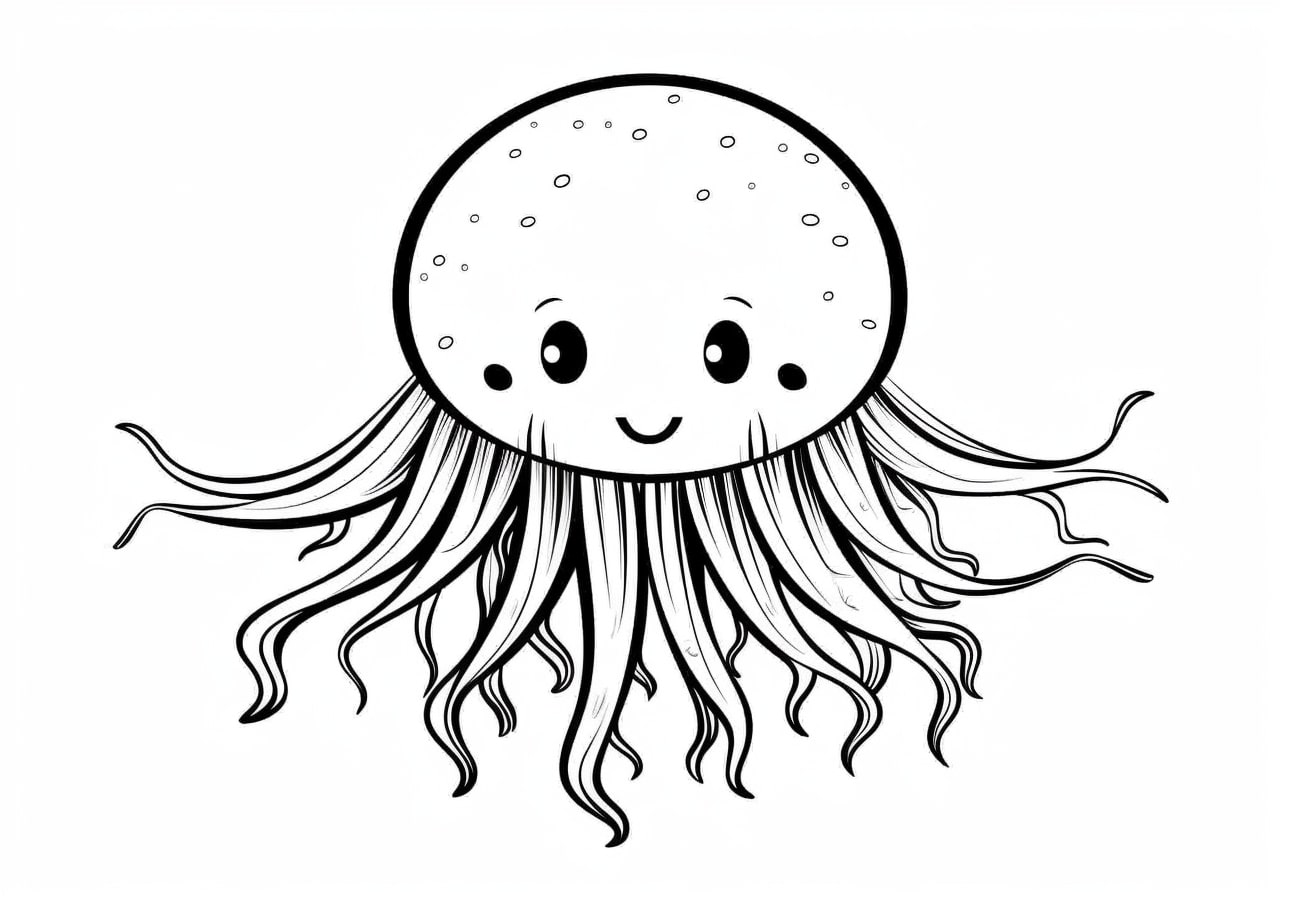 Jellyfish Coloring Pages, Divertida medusa de dibujos animados