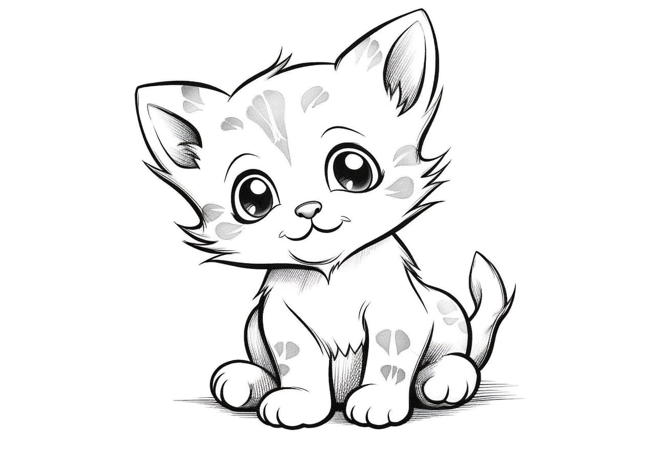 Kitten Coloring Pages, にゃんこスマイル