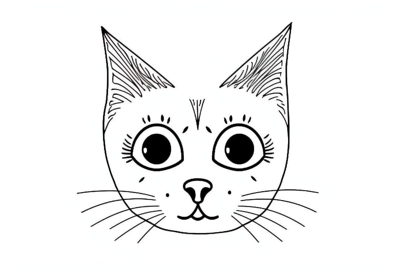 Cat face Coloring Pages, cat's frightened face