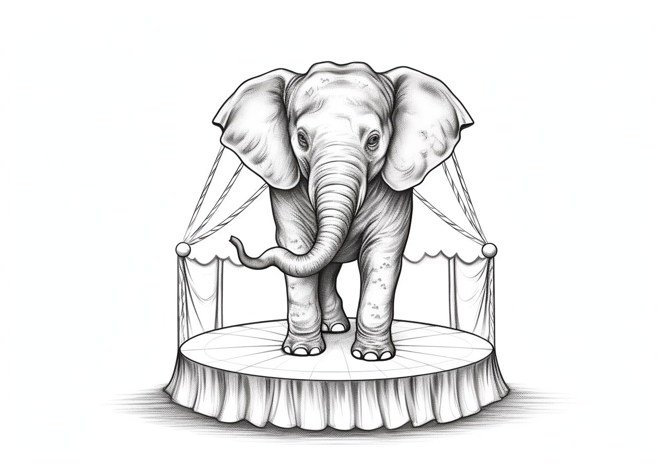 Circus & Carnival Coloring Pages, Elephant in circus