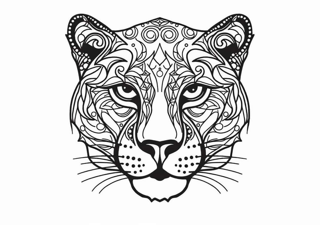 Panther Coloring Pages, Mandala Cara de pantera