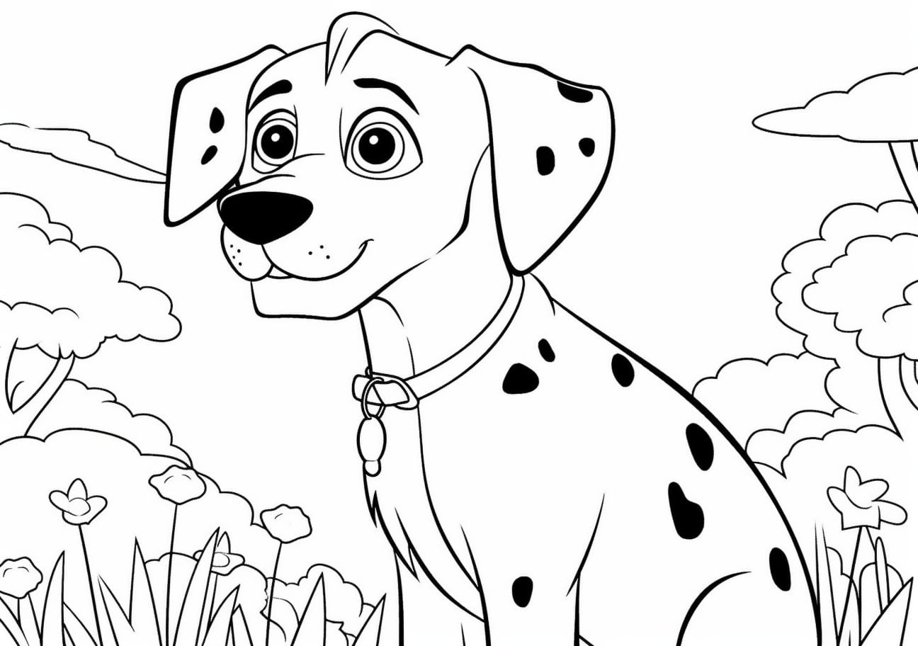 Dog Coloring Pages, dalmation dog on outside