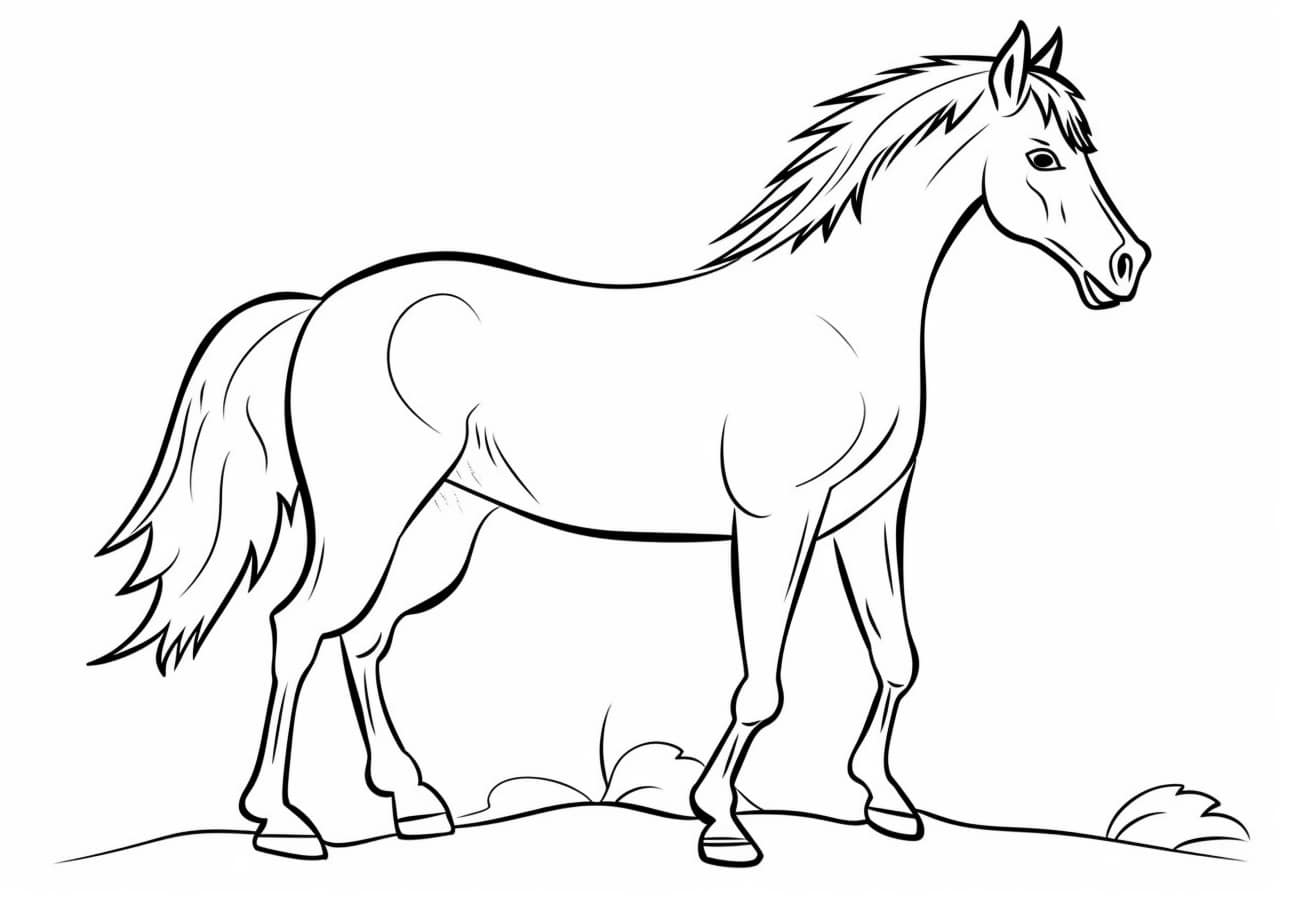 Horse Coloring Pages, a horse silhouette on a field