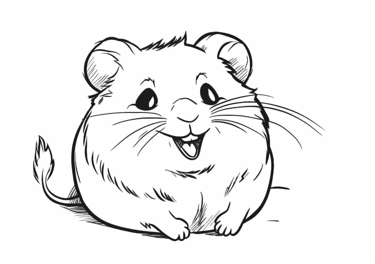 Hamsters Coloring Pages, hamster laughs, simple art