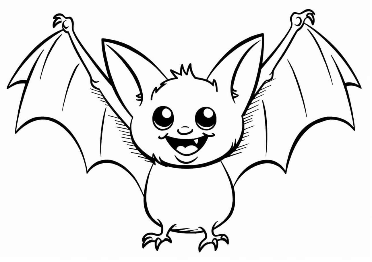 Bat Coloring Pages, Smiling Bat