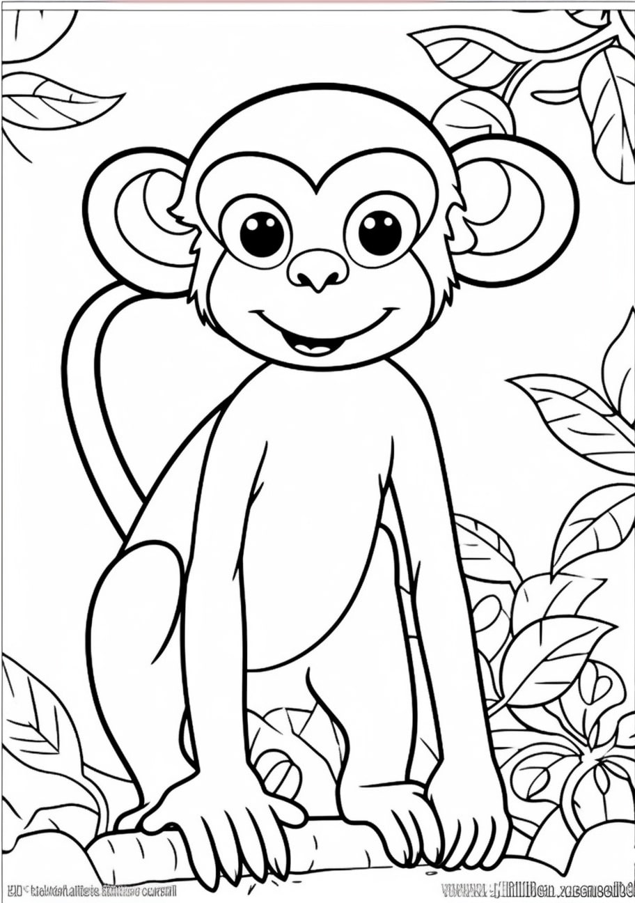 Monkeys Coloring Pages, Cute Monkey