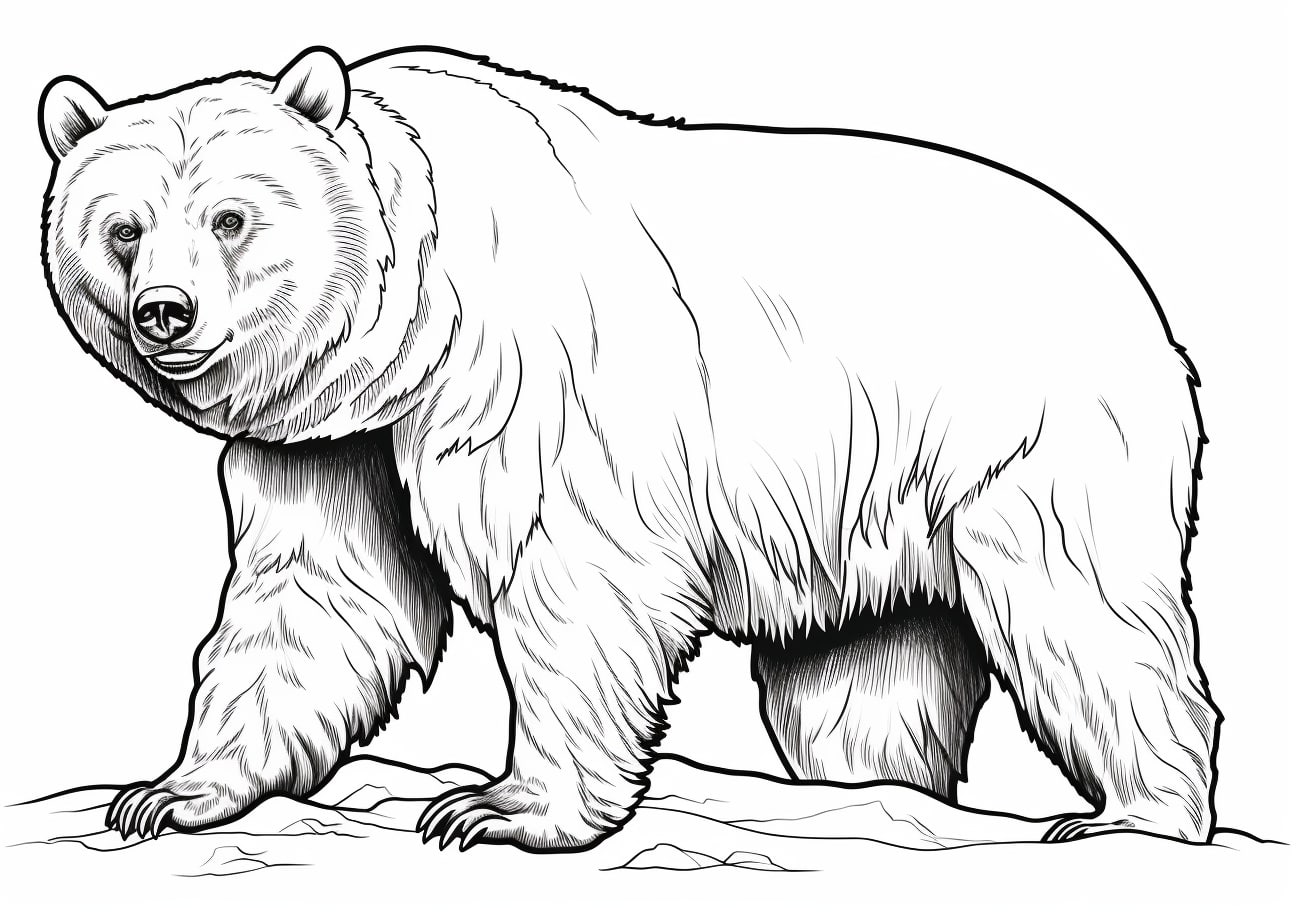 Grizzly bear Coloring Pages, Grizzly adulto a tamaño natural