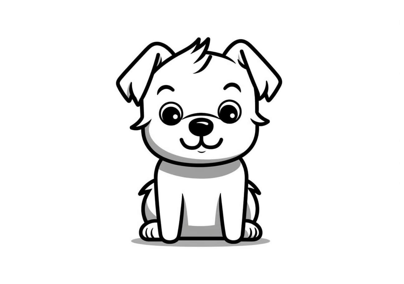 Cute puppy Coloring Pages, 子犬のシンプルなカラーリングページ
