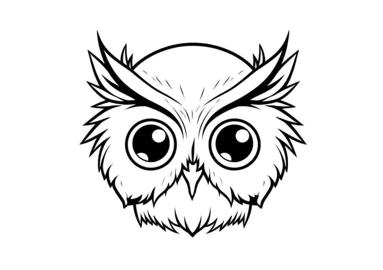 Owl Coloring Pages, フクロウの顔