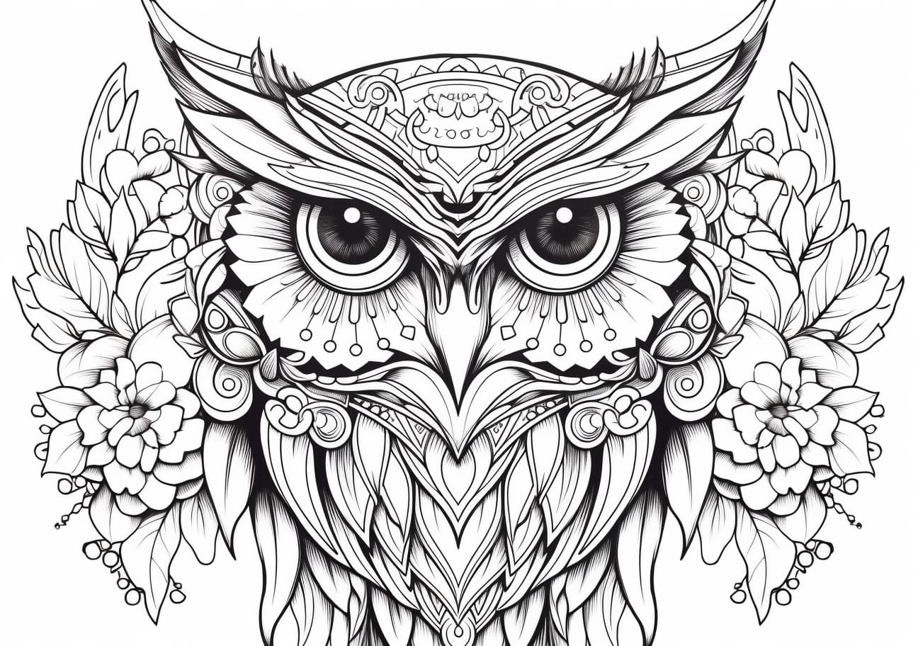 Owl Coloring Pages, Mandala owl