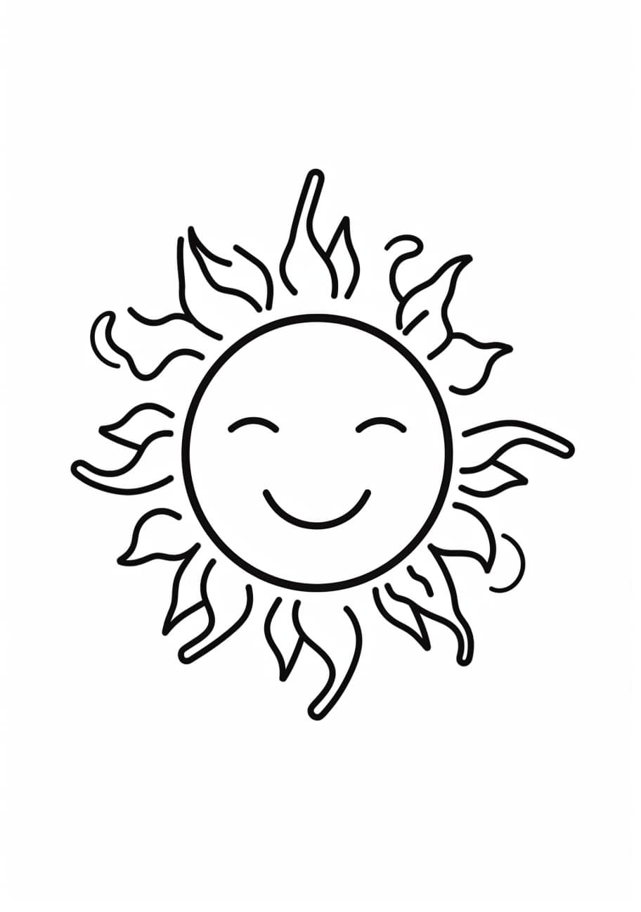 Sun Coloring Pages, Cute funny sun