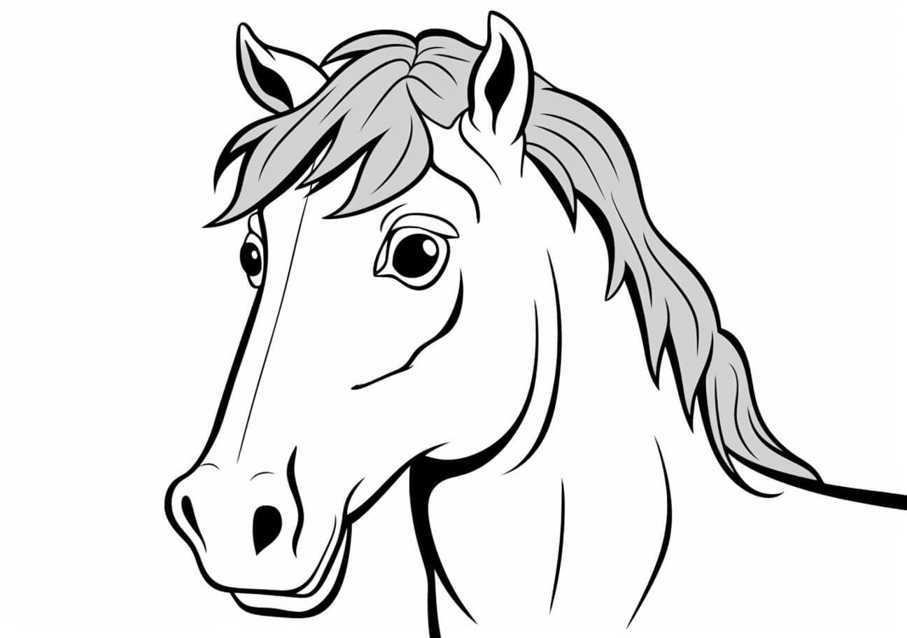 Horse Coloring Pages, cute face of horse
