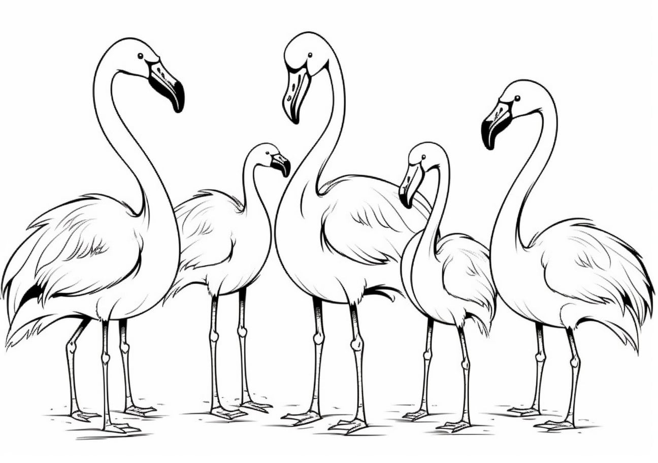Flamingos Coloring Pages, フラミンゴの家族